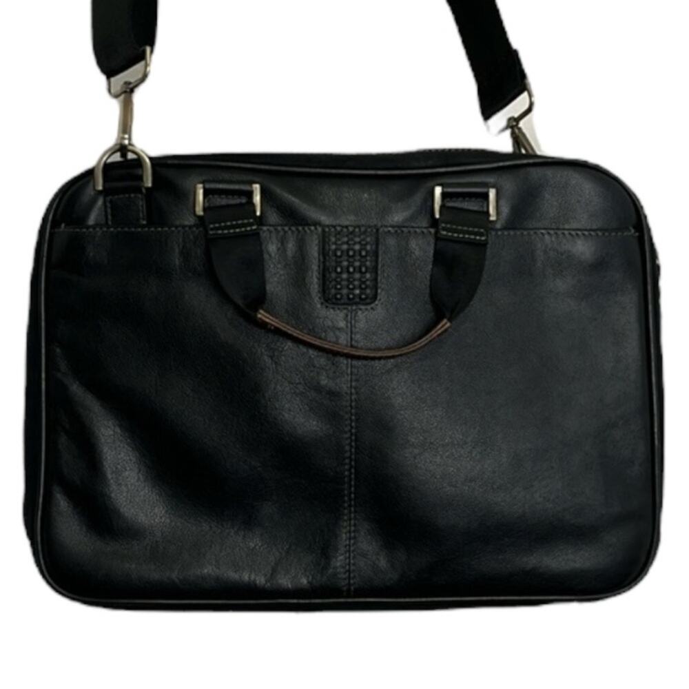 Black Leather Bag Briefcase Boconi Nashville Messenger Office Collage School